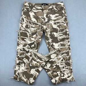 Guapi Mens Camouflage Distressed Frayed Streetwear‎ Pants Size 36 Camo